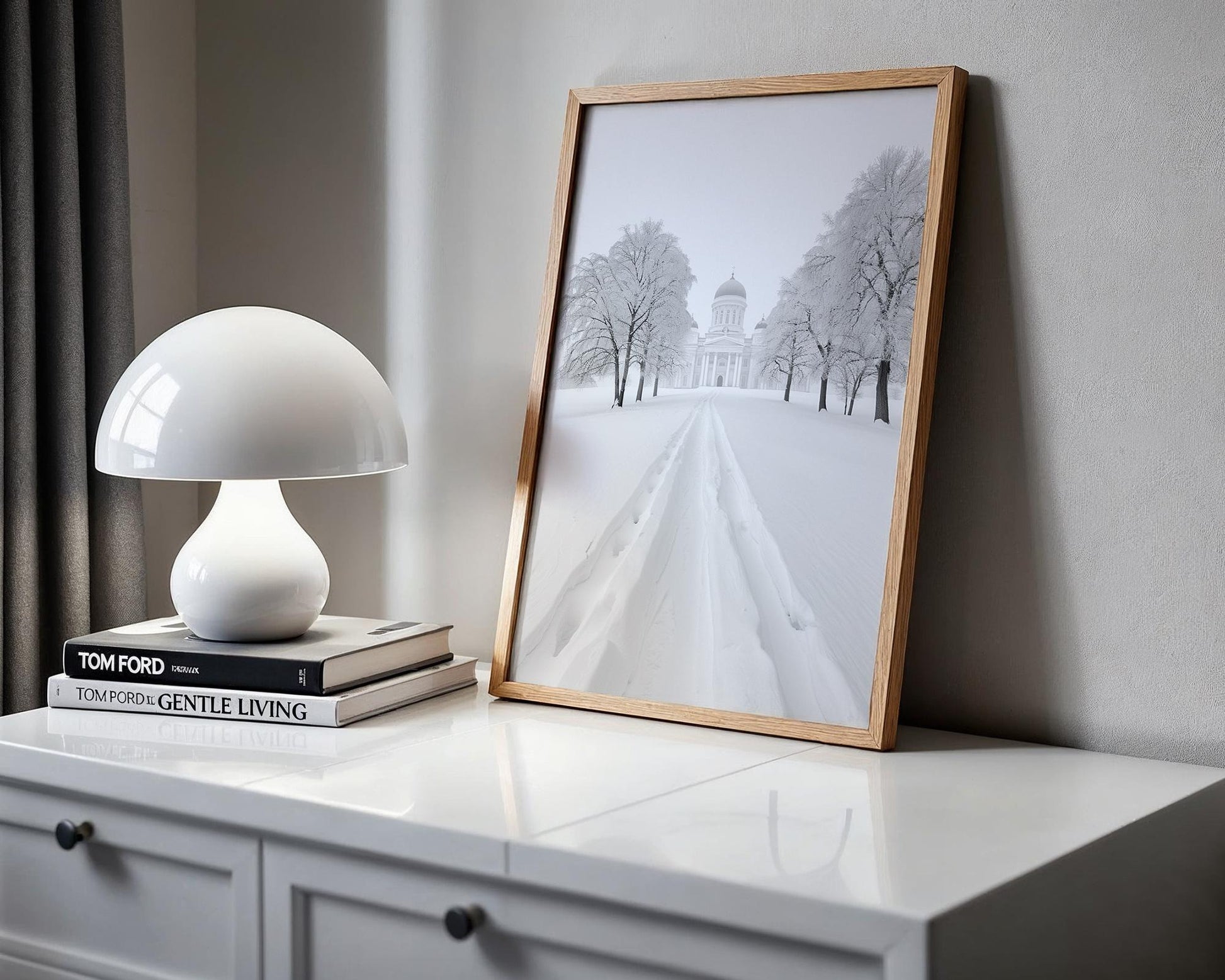 World Landmark | Helsinki Cathedral Winter Photography Print | Minimalist Nordic Art wall art print, minimalist black and white poster, modern Scandinavian wall decor, Monohaus