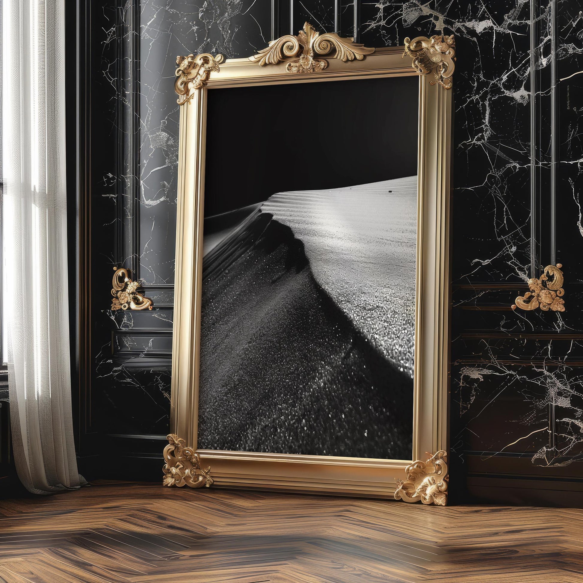 Minimal Wall Art Desert Dunes Photography Print | Minimalist Black and White Landscape wall art print, minimalist black and white poster, modern Scandinavian wall decor, Monohaus