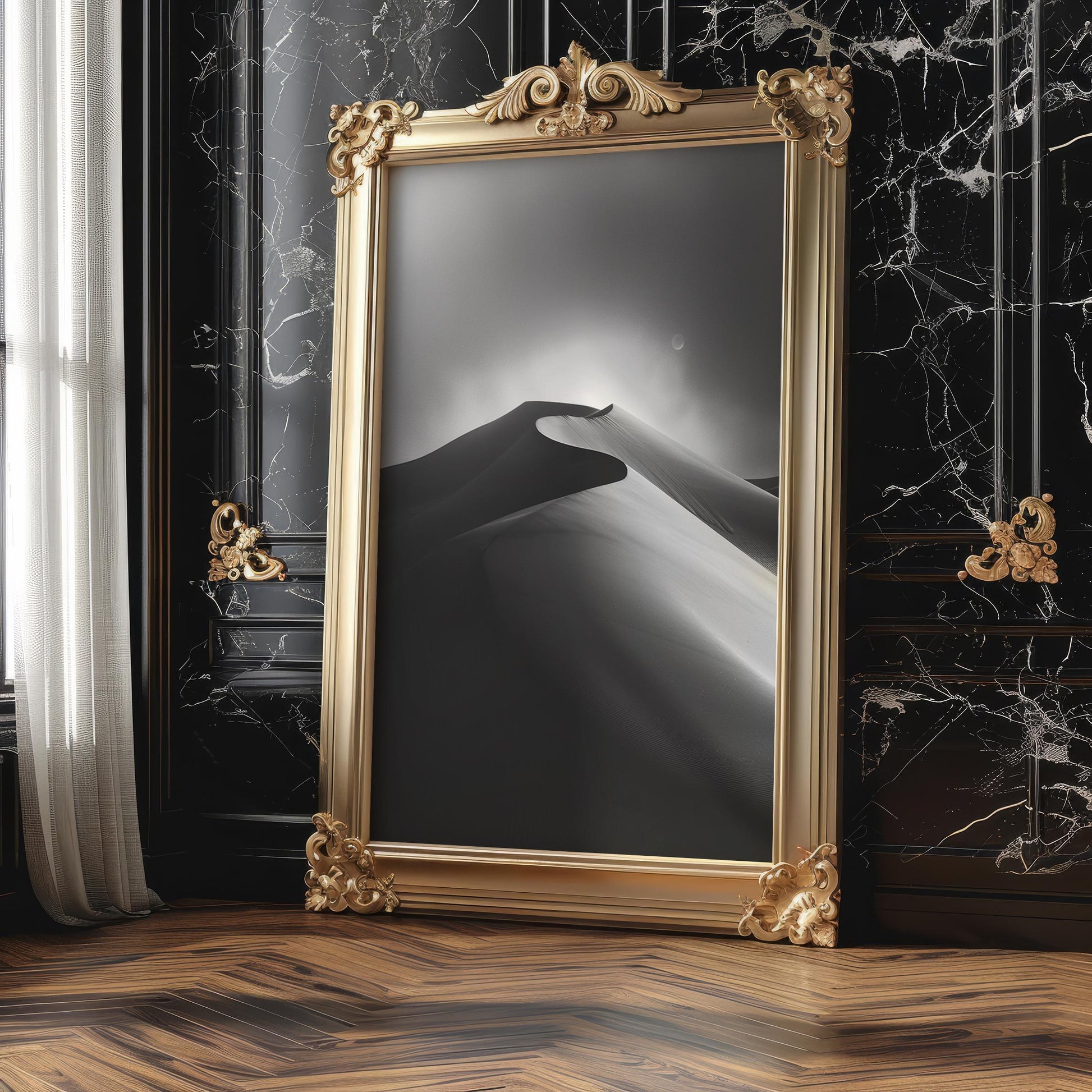 Botanical Photo | Monochrome Desert Dunes Print | Minimalist Black and White Landscape wall art print, minimalist black and white poster, modern Scandinavian wall decor, Monohaus