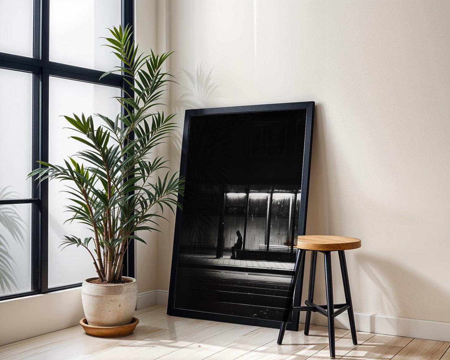 Black and White Urban Night Photography Print | Minimalist Wall Art black and white photo print, minimalist monochrome wall art poster for modern interiors, Monohaus