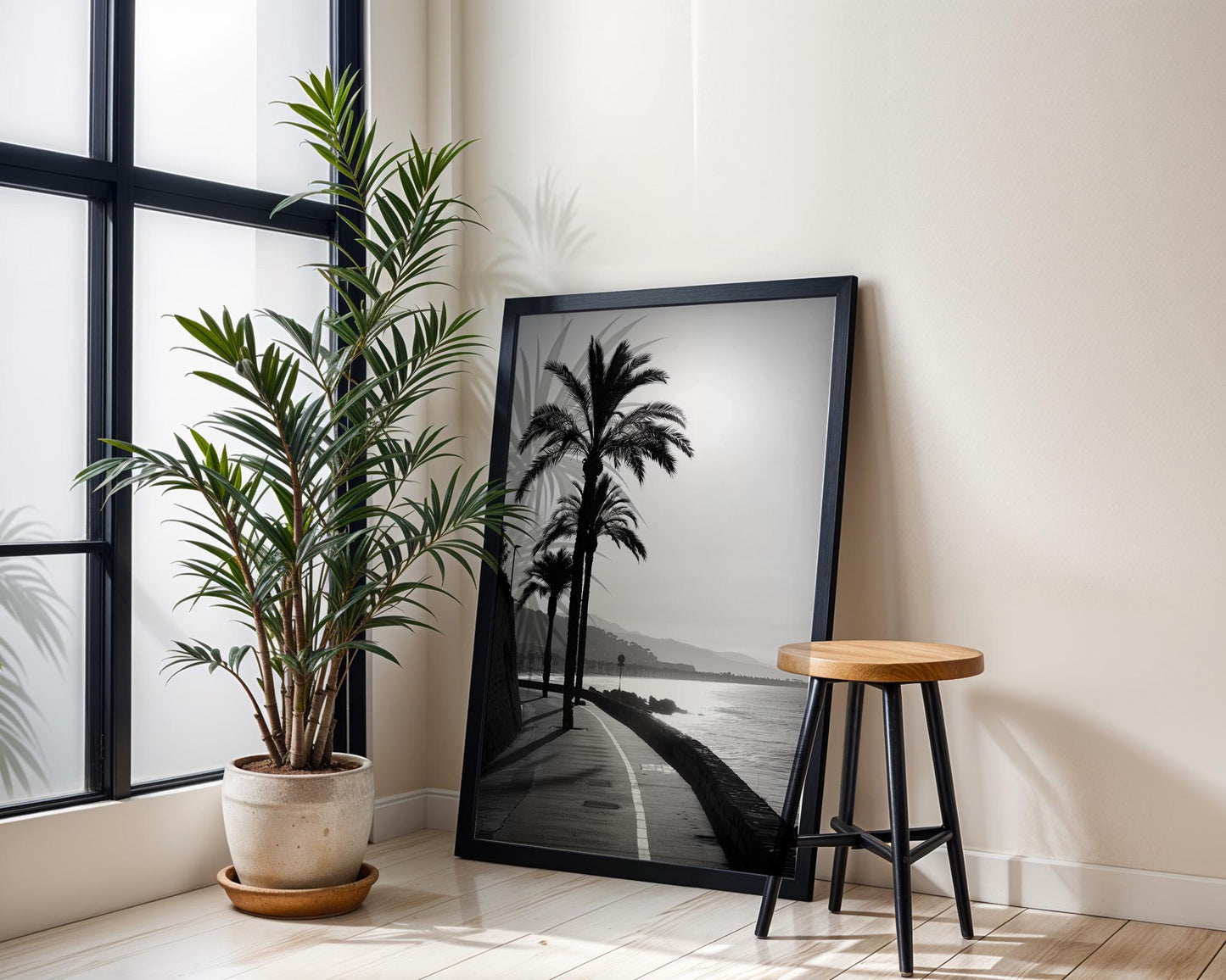 World Landmark | Los Angeles Palm Tree Print | Minimalist Black and White Photography wall art print, minimalist black and white poster, modern Scandinavian wall decor, Monohaus