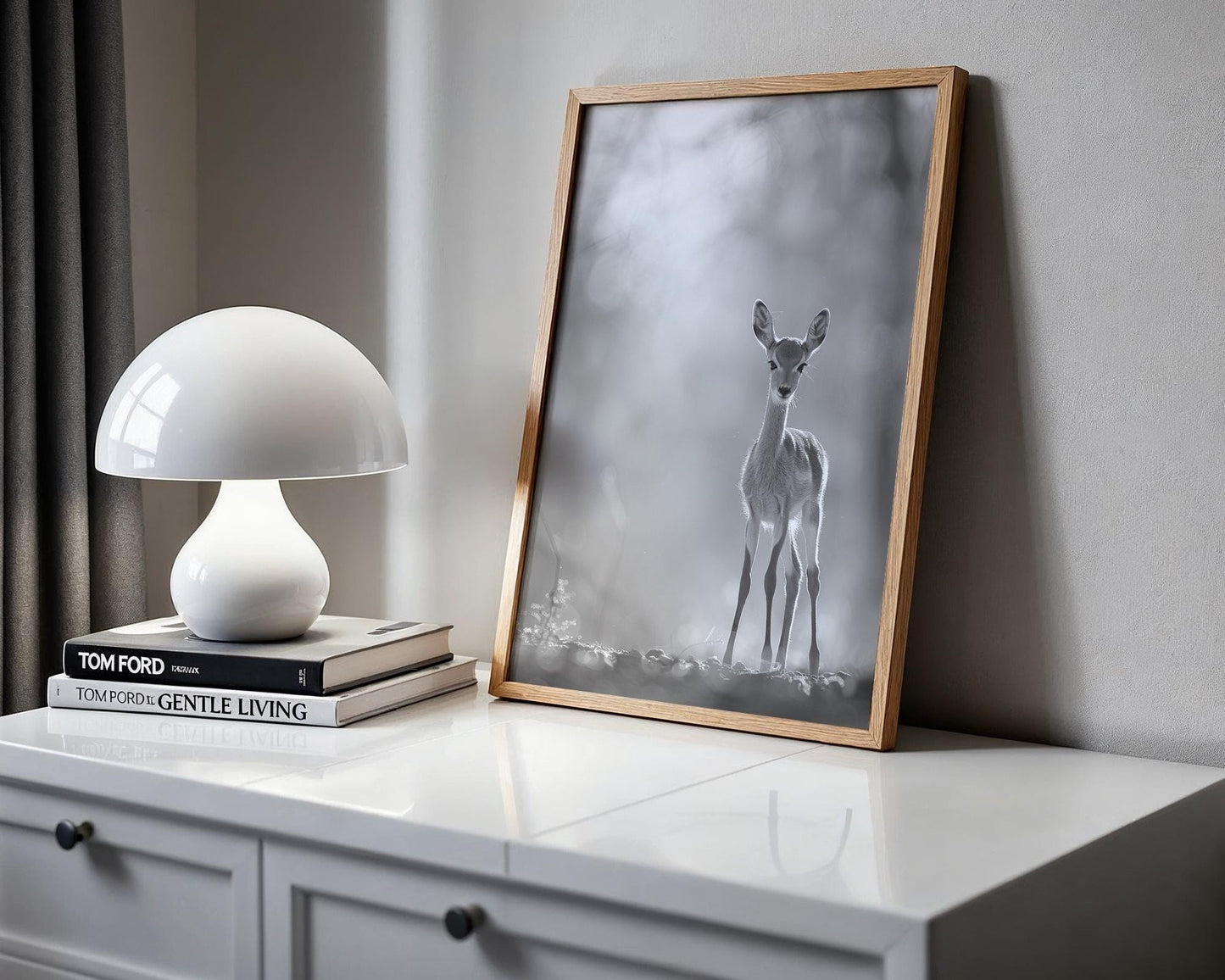 Wildlife Poster | Black & White Fawn Art Print | Minimalist Scandinavian Decor wall art print, minimalist black and white poster, modern Scandinavian wall decor, Monohaus