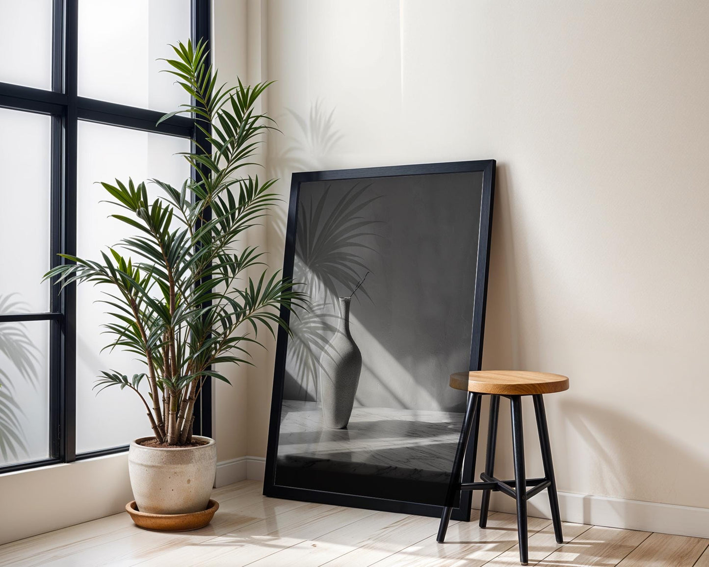 Minimal Wall Art Vase Still Life Print | Black and White Scandinavian Home wall art print, minimalist black and white poster, modern Scandinavian wall decor, Monohaus