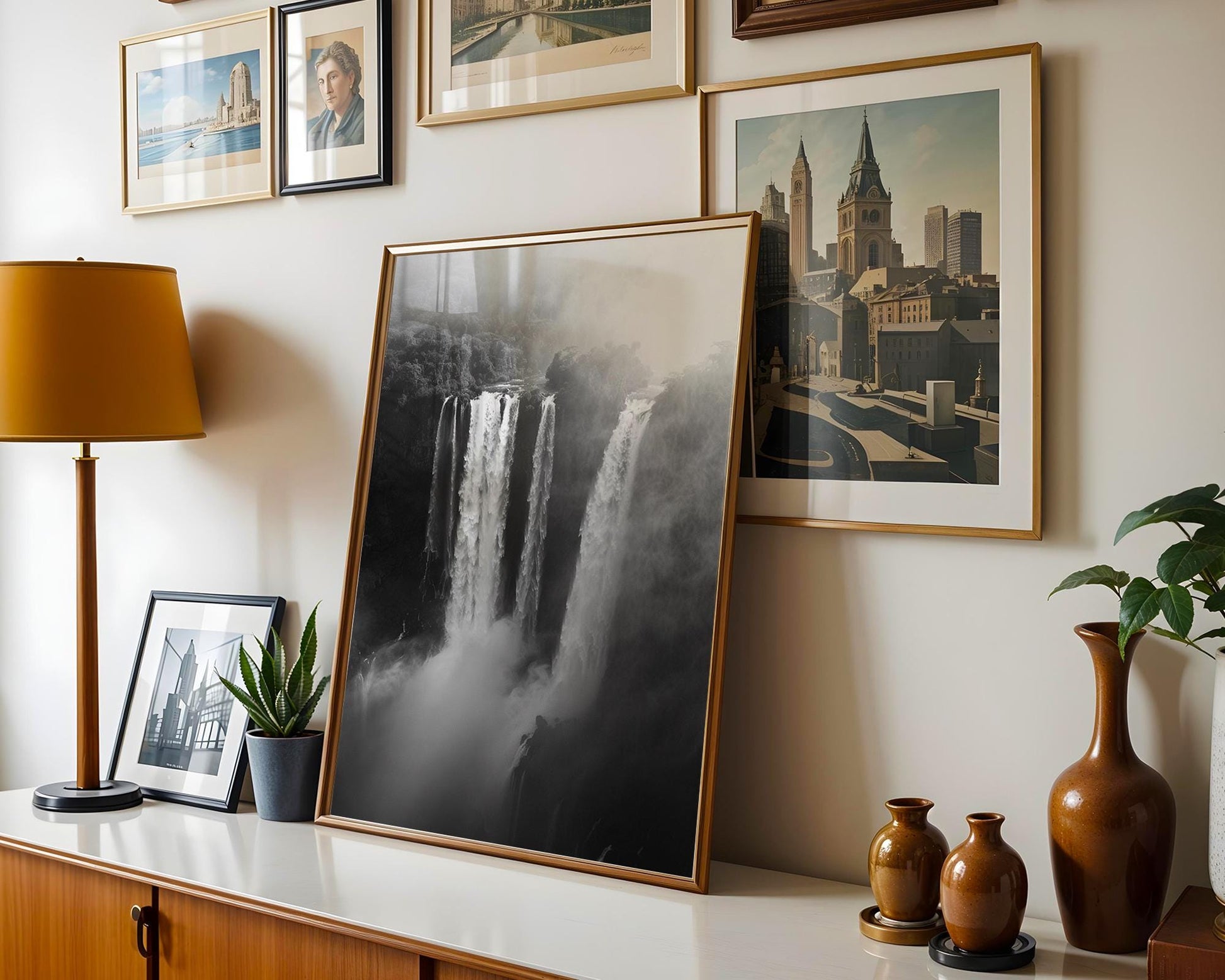 World Landmark | Iguazu Falls Print | Black and White Minimalist Photography wall art print, minimalist black and white poster, modern Scandinavian wall decor, Monohaus