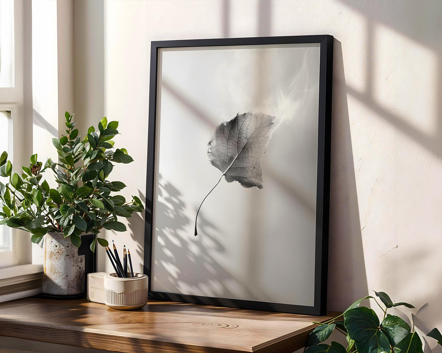 Botanical Photo | Abstract Leaf Macro Photography Print | Black & White Minimal abstract wall art print, geometric minimalist poster, modern Scandinavian decor, Monohaus