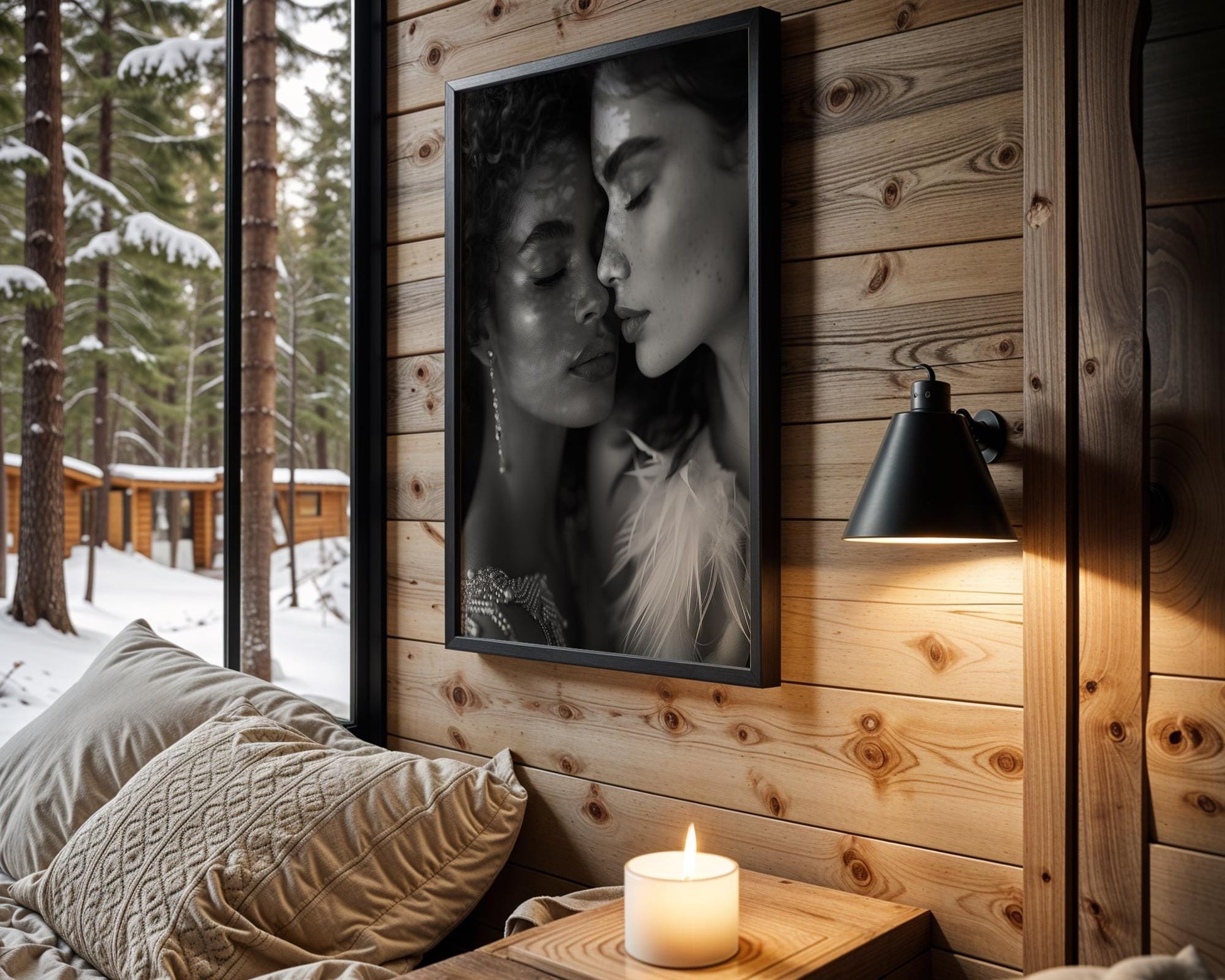 Minimal Wall Art Intimate Portrait Art Print | Black and White Female Photography wall art print, minimalist black and white poster, modern Scandinavian wall decor, Monohaus