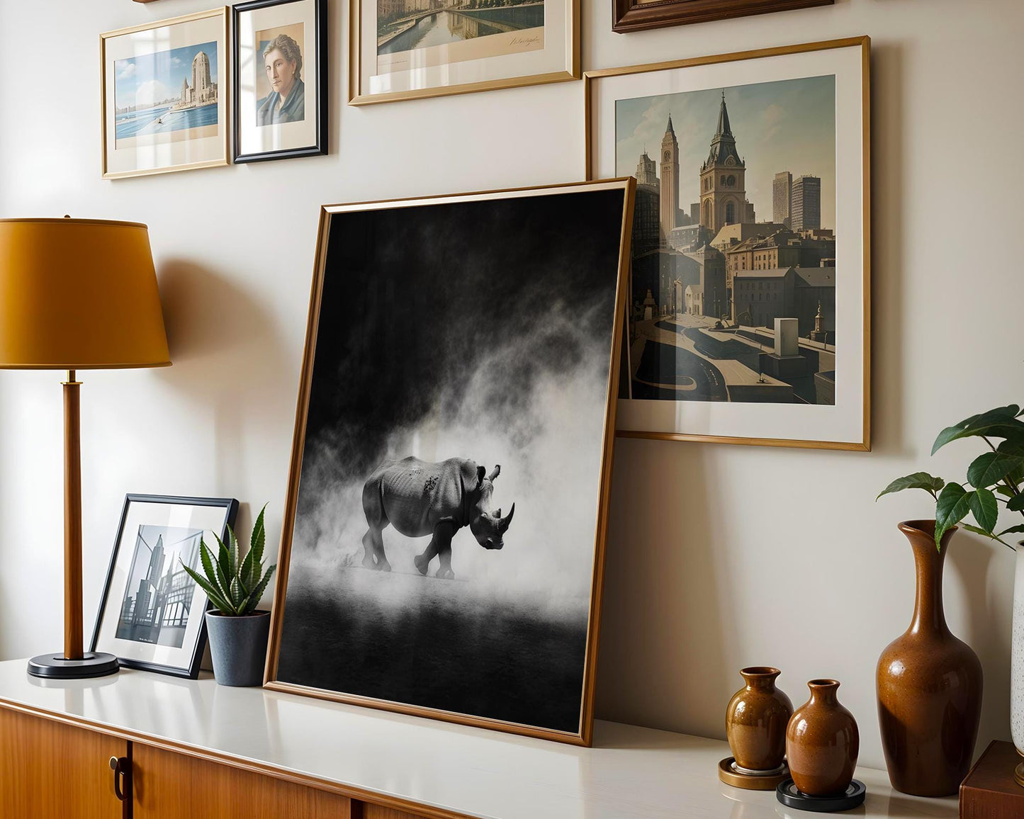 Wildlife Poster | Rhino Print | Minimalist Black & White Safari Photography wall art print, minimalist black and white poster, modern Scandinavian wall decor, Monohaus