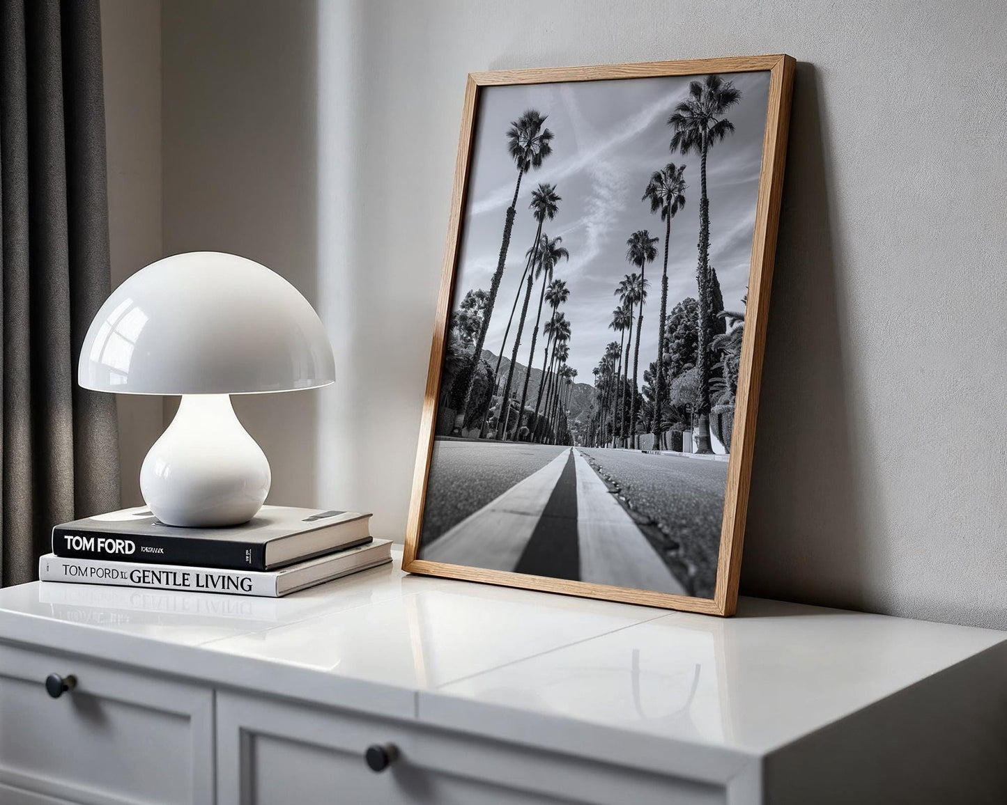 World Landmark | Beverly Hills Palm Tree Print | Black and White Los Angeles Photography wall art print, minimalist black and white poster, modern Scandinavian wall decor, Monohaus