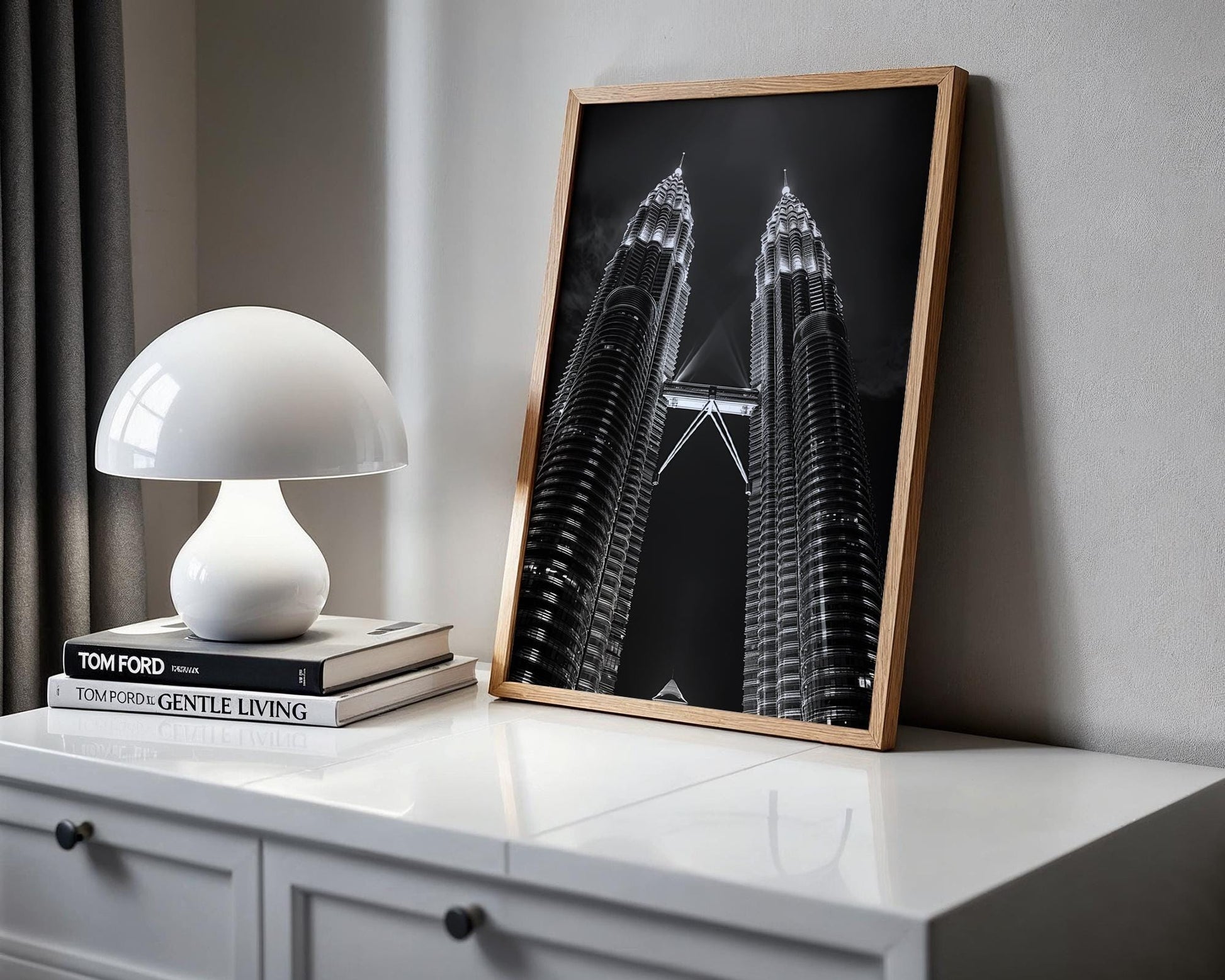 World Landmark | Petronas Towers Print | Kuala Lumpur Black and White Photography wall art print, minimalist black and white poster, modern Scandinavian wall decor, Monohaus