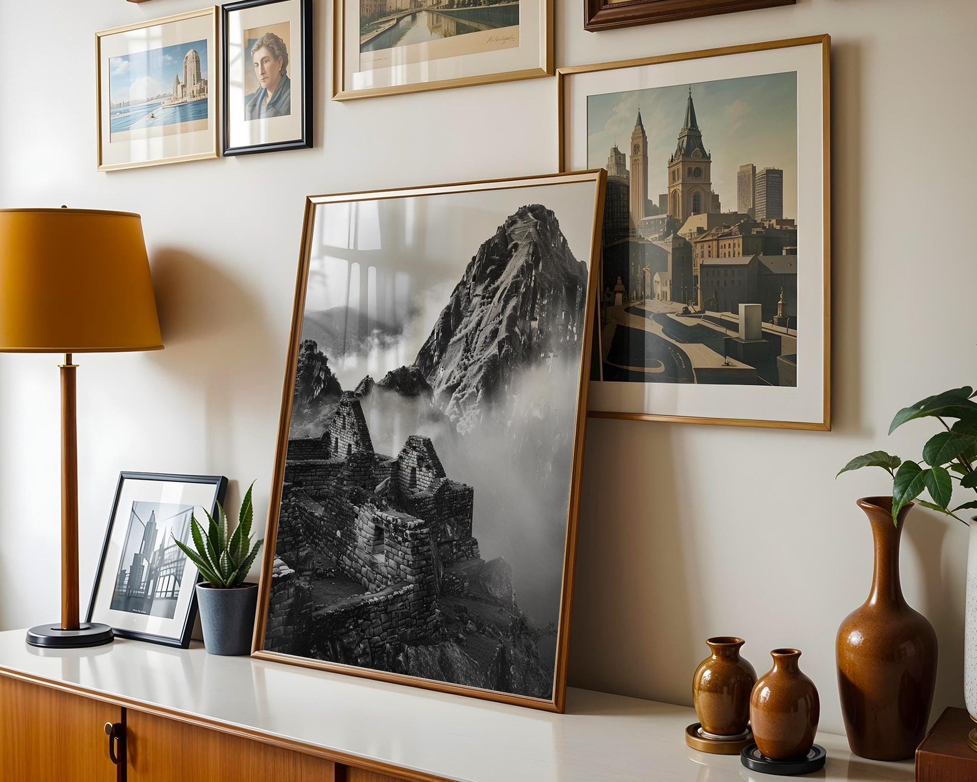 World Landmark | Machu Picchu Print | Black and White Peru Mountain Photography wall art print, minimalist black and white poster, modern Scandinavian wall decor, Monohaus
