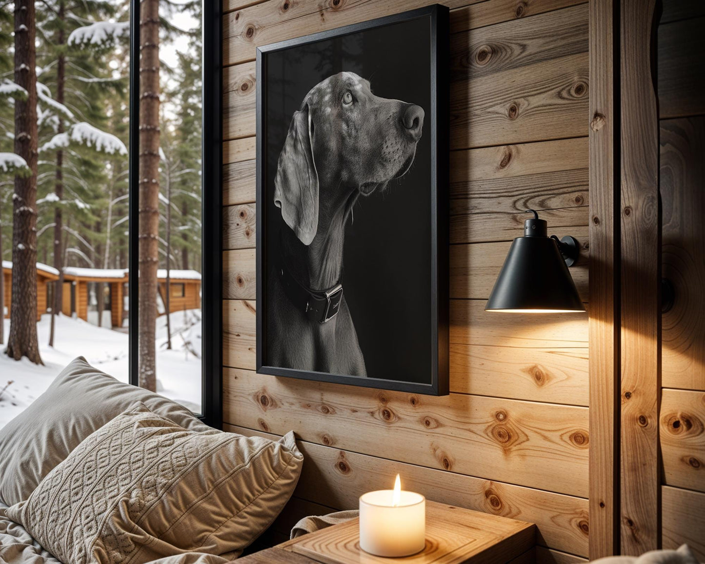 Dog Photography Weimaraner Modern Print Black and White Scandi Home wall art print, minimalist black and white poster, modern Scandinavian wall decor, Monohaus