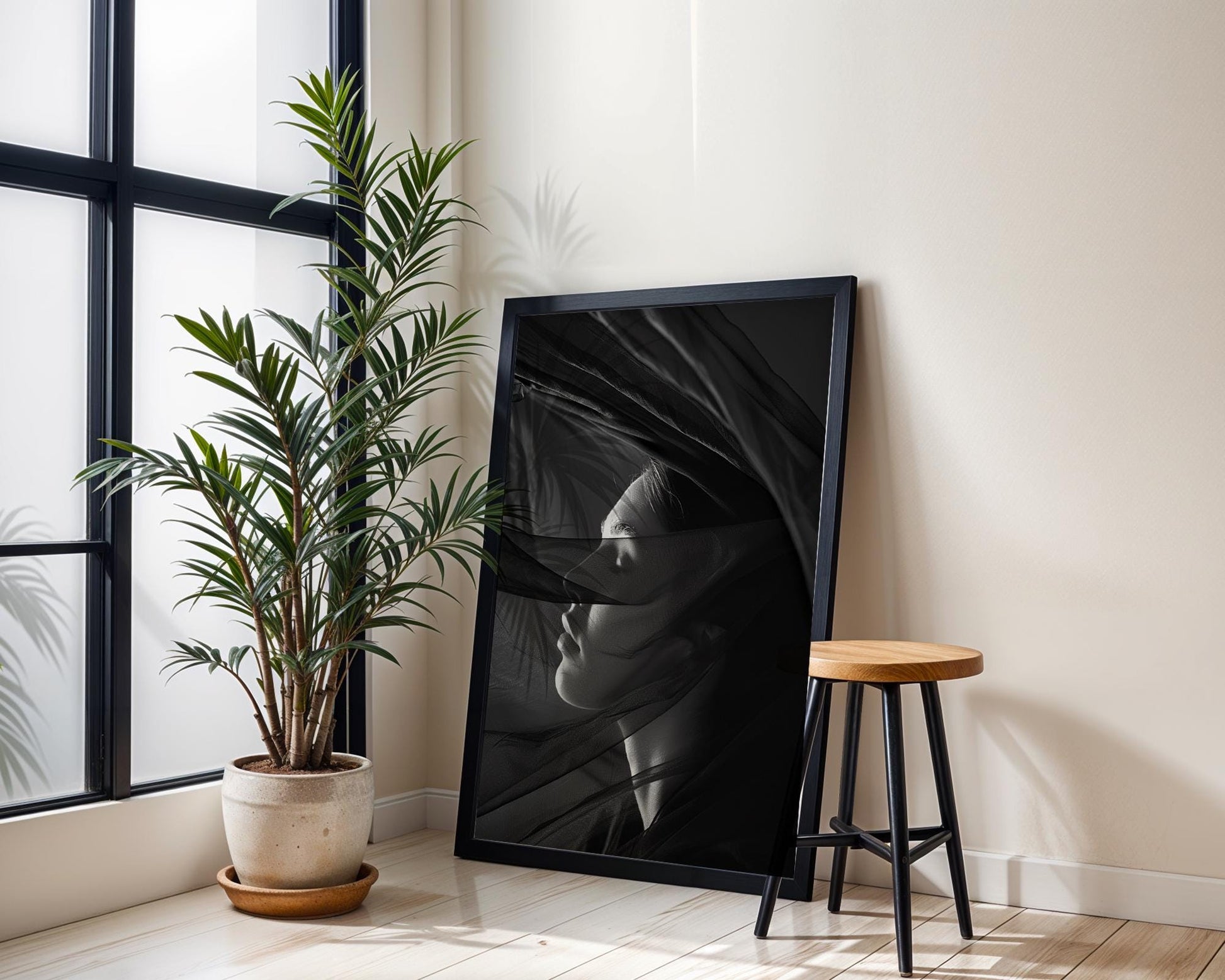 Minimal Wall Art | Veiled Fashion Print | Fine Photography Dark Minimalist Decor wall art print, minimalist black and white poster, modern Scandinavian wall decor, Monohaus