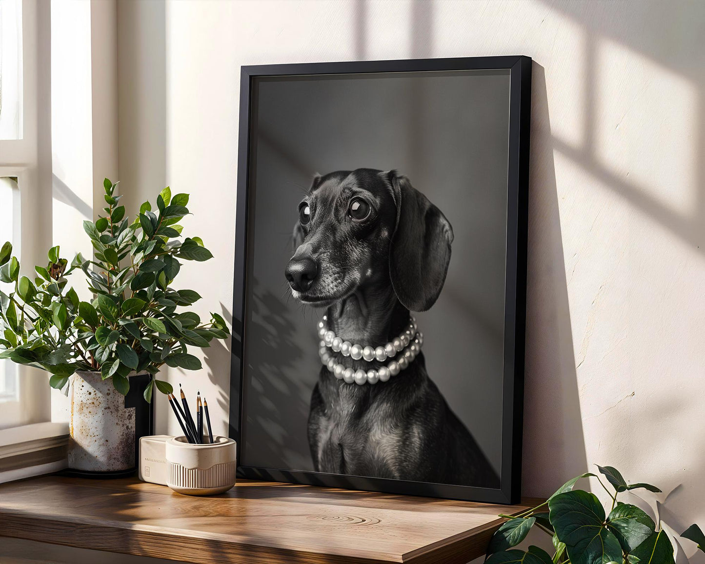 Dog Photography Dachshund Pet Print | Modern Minimal Poster Black & White wall art print, minimalist black and white poster, modern Scandinavian wall decor, Monohaus
