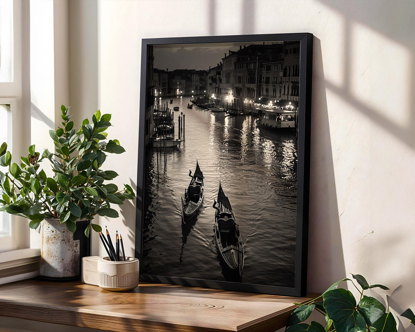 World Landmark | Venice Gondola Print | Grand Canal Black and White Photography wall art print, minimalist black and white poster, modern Scandinavian wall decor, Monohaus