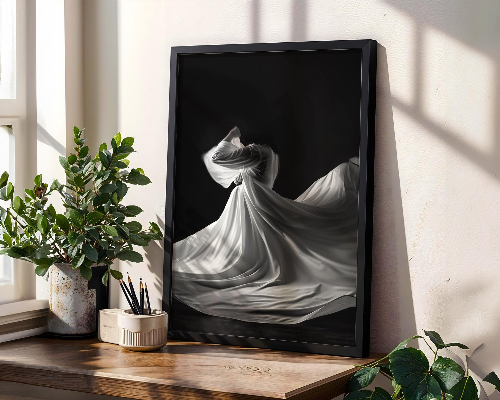 Minimal Wall Art Draped Fabric Dance Photo | Modern Black and White Art Print wall art print, minimalist black and white poster, modern Scandinavian wall decor, Monohaus