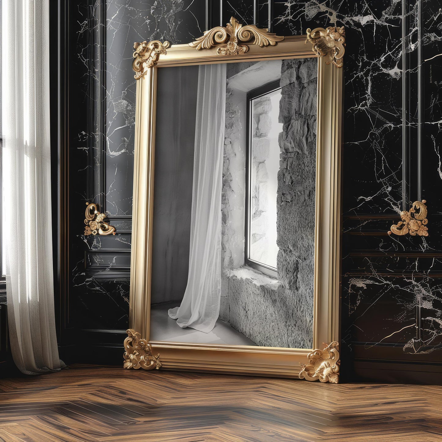 Stone Window Black and White Photography Print, Rustic Wall Art, Farmhouse Decor wall art print, minimalist black and white poster, modern Scandinavian wall decor, Monohaus