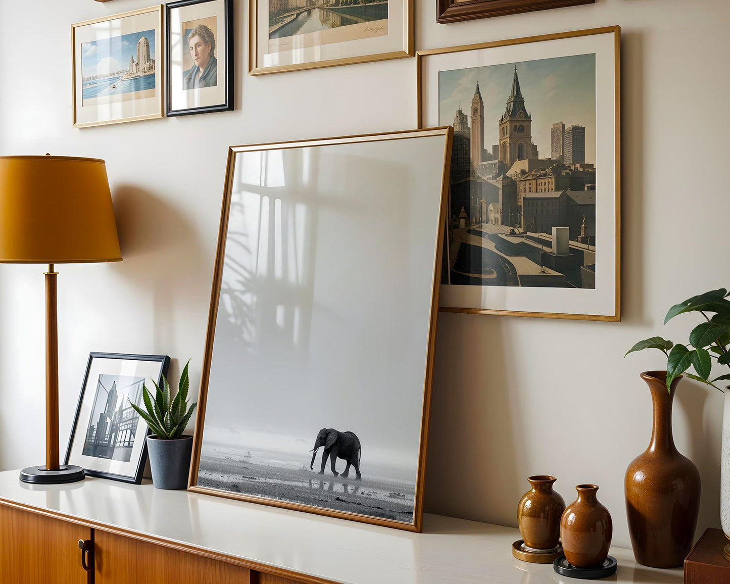 Wildlife Poster | Elephant in Mist Print | Minimalist Safari Wall Art wall art print, minimalist black and white poster, modern Scandinavian wall decor, Monohaus