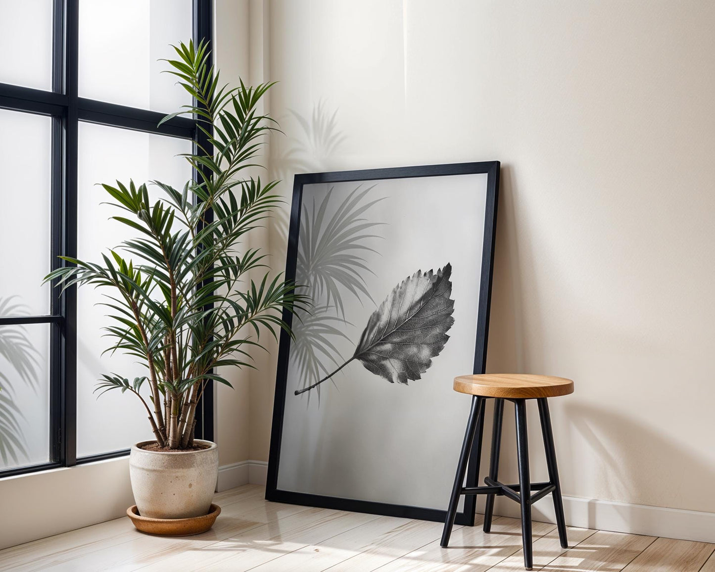 Botanical Photo | Abstract Leaf Macro Photography Print | Black & White Minimal abstract wall art print, geometric minimalist poster, modern Scandinavian decor, Monohaus