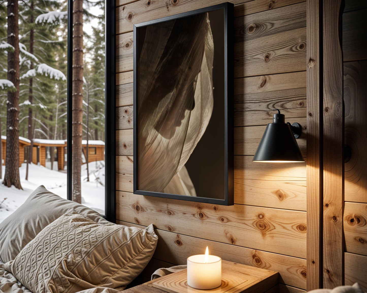 Minimal Wall Art Ethereal Veiled Woman Art Print | Dark Feminine Silhouette Photo wall art print, minimalist black and white poster, modern Scandinavian wall decor, Monohaus