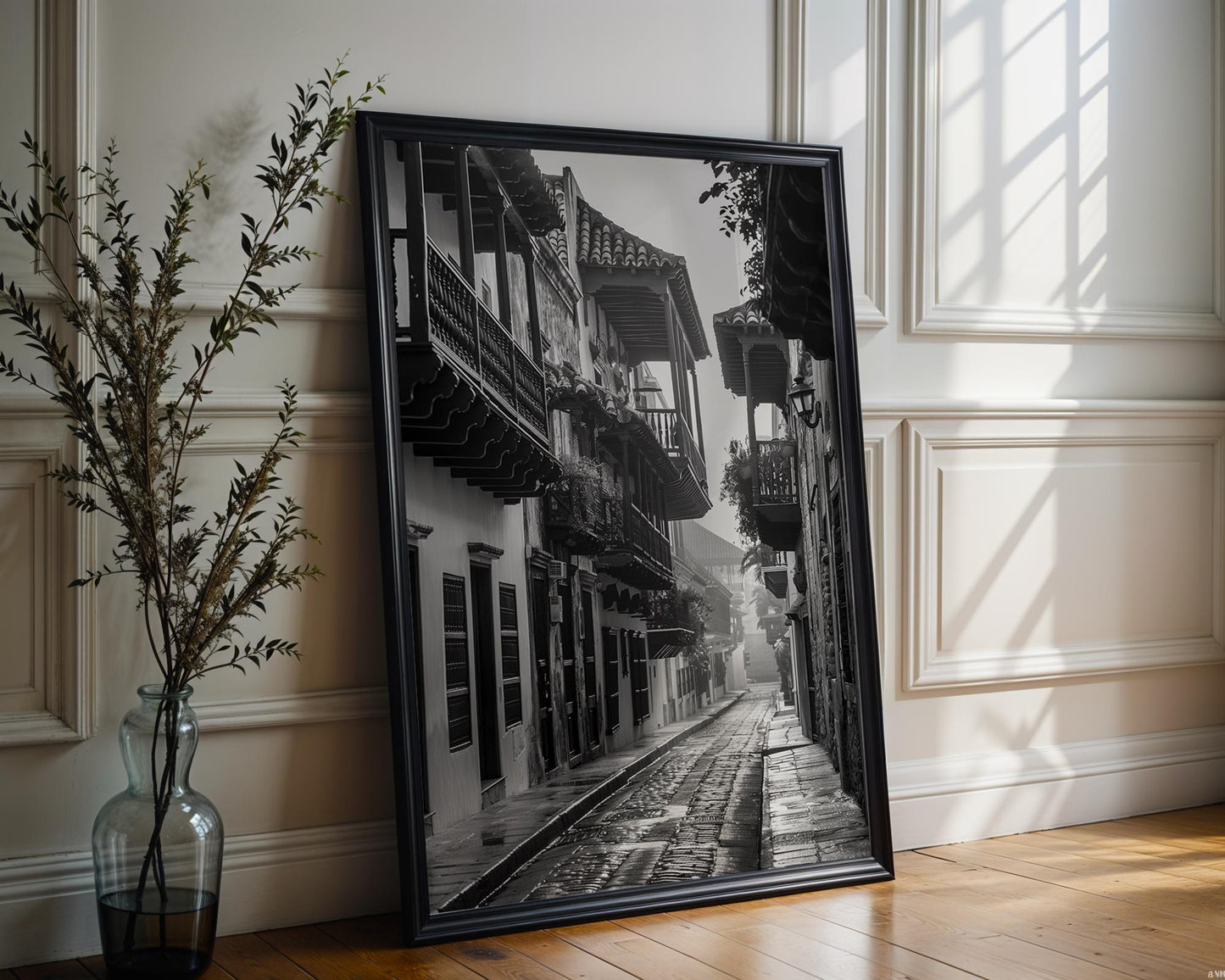 World Landmark | Cartagena Balconies Print | Black and White Colombia Architecture (Wall Art)