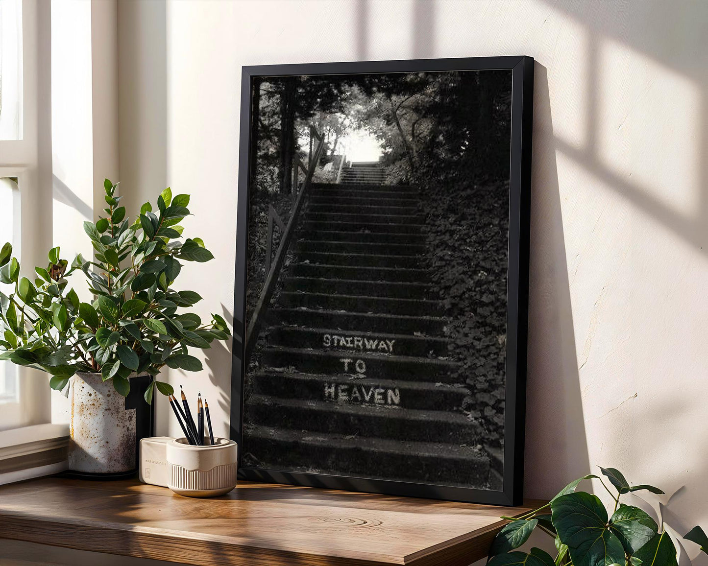 Designer Wall Art | Stairway to Heaven Photography Print | Minimalist Home Decor wall art print, minimalist black and white poster, modern Scandinavian wall decor, Monohaus