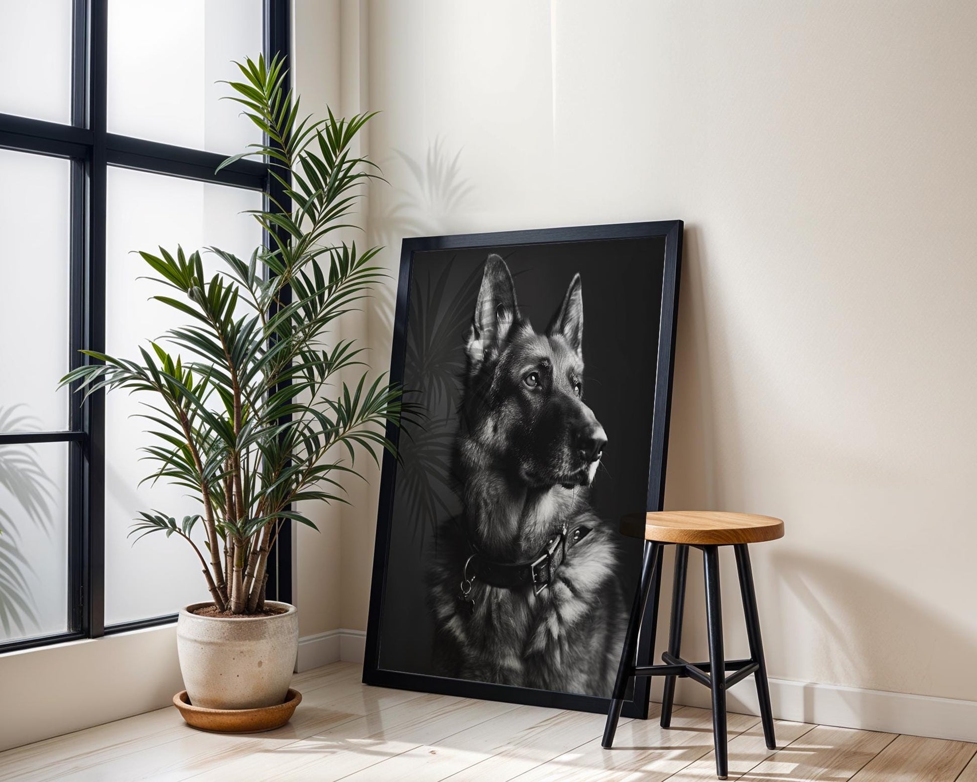 Dog Photography German Shepherd Art Print | Minimalist , Sophisticated Decor wall art print, minimalist black and white poster, modern Scandinavian wall decor, Monohaus