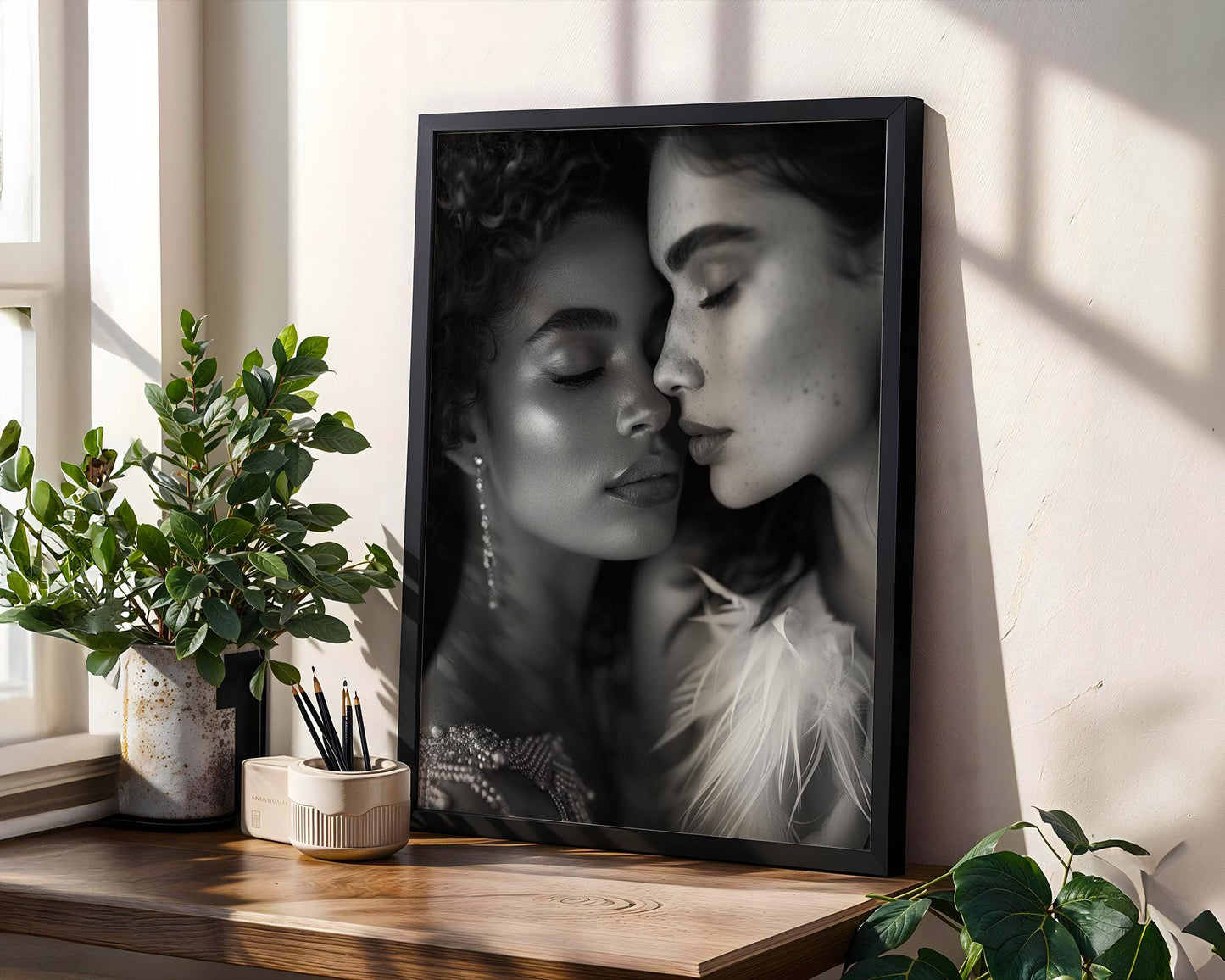 Minimal Wall Art Intimate Portrait Art Print | Black and White Female Photography wall art print, minimalist black and white poster, modern Scandinavian wall decor, Monohaus