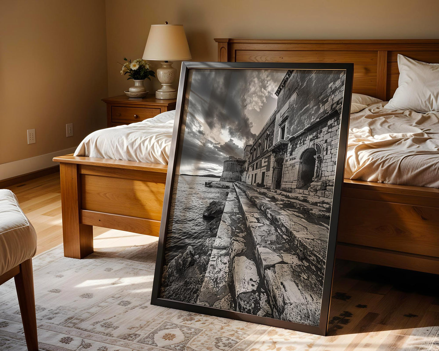 World Landmark | Dubrovnik Croatia Print | Black and White Coastal Architecture Photography wall art print, black and white architectural poster, minimalist modern Scandinavian wall decor, Monohaus