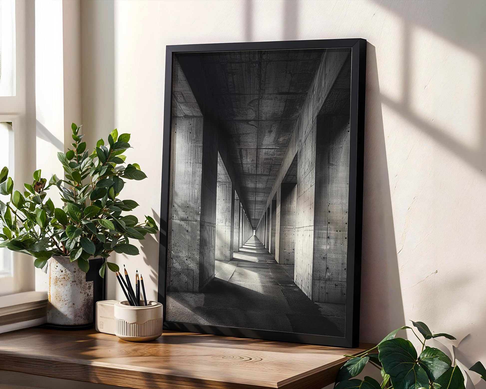Urban Photography | Concrete Columns Print | Black and White Architecture Photography wall art print, black and white architectural poster, minimalist modern Scandinavian wall decor, Monohaus
