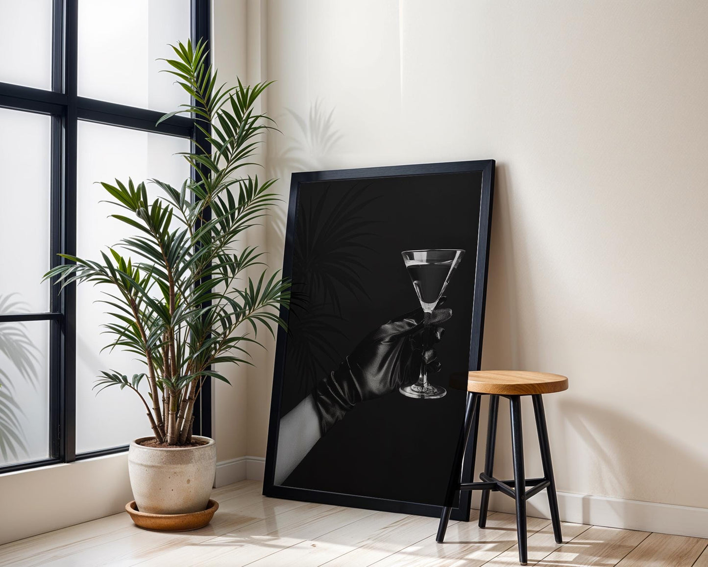 Minimal Wall Art Martini Art Print | Black and White Glamour Photography wall art print, minimalist black and white poster, modern Scandinavian wall decor, Monohaus
