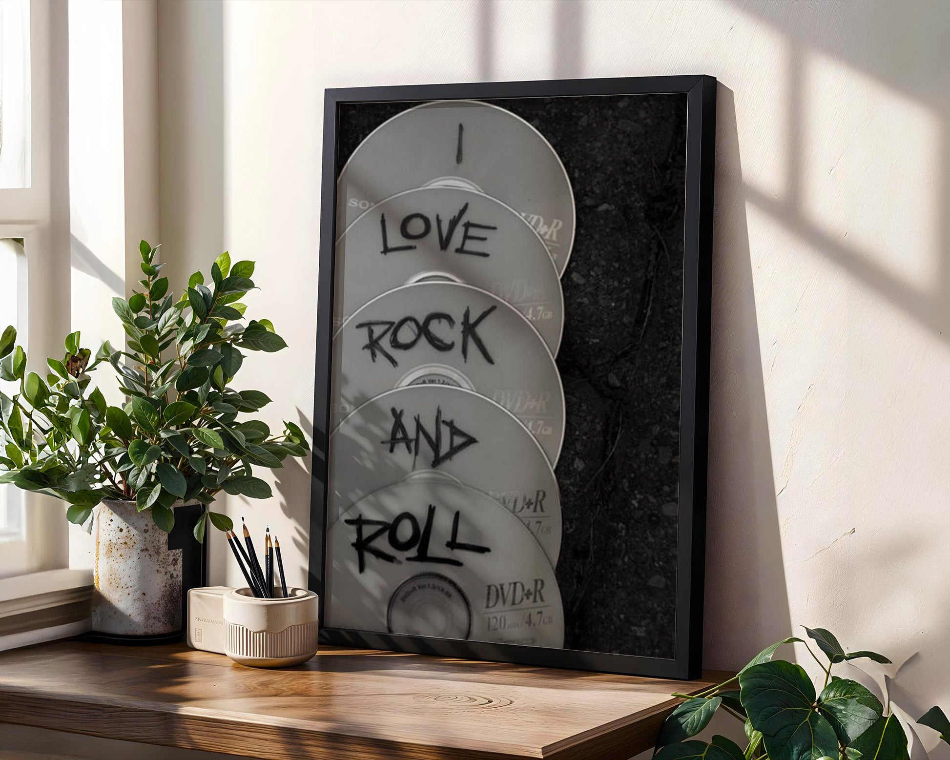 Designer Wall Art | I Love Rock and Roll Photography | Black & White Music Print | Retro Decor wall art print, minimalist black and white poster, modern Scandinavian wall decor, Monohaus