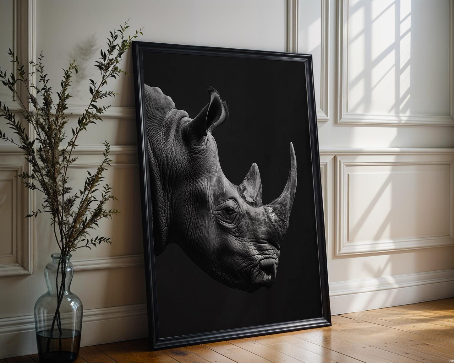 Wildlife Poster | Rhino Print | Minimalist Black & White Safari Photography wall art print, minimalist black and white poster, modern Scandinavian wall decor, Monohaus