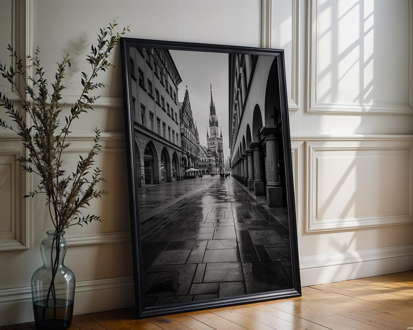 World Landmark | Munich Marienplatz Print | Black and White Architecture Photography