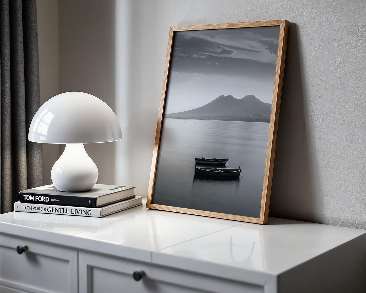 World Landmark | Naples Italy Seascape Print | Mount Vesuvius Minimalist Photography