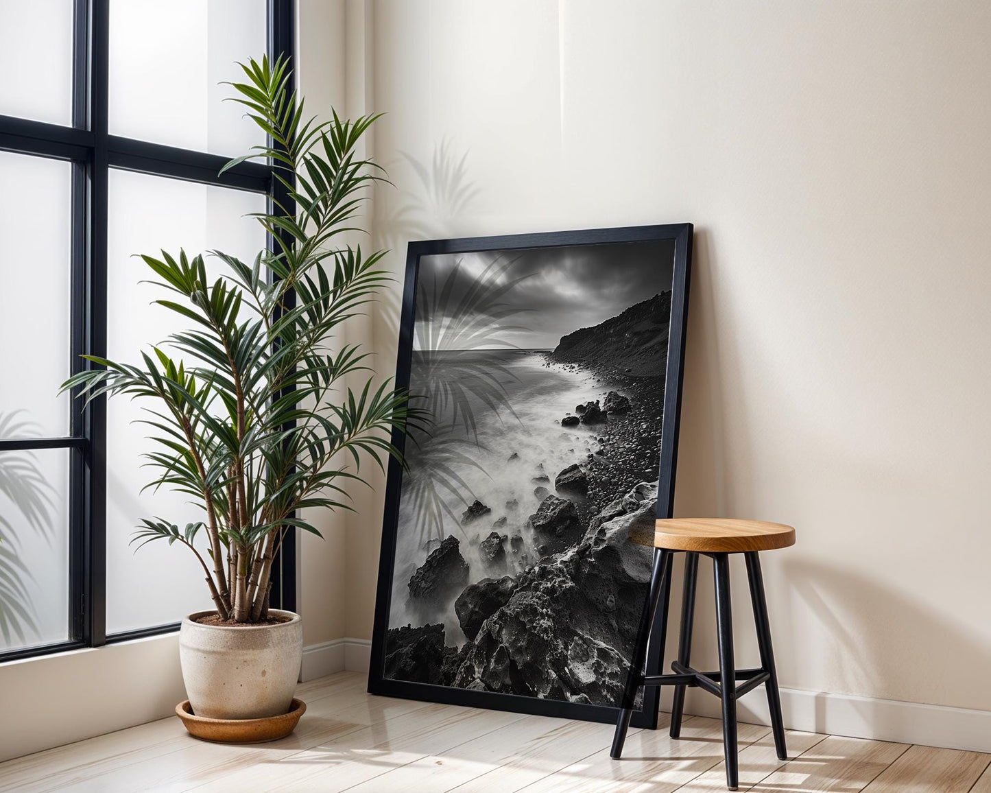 World Landmark | Iceland Seascape Photography Print | Reykjanes Peninsula Black and White Wall Art wall art print, minimalist black and white poster, modern Scandinavian wall decor, Monohaus