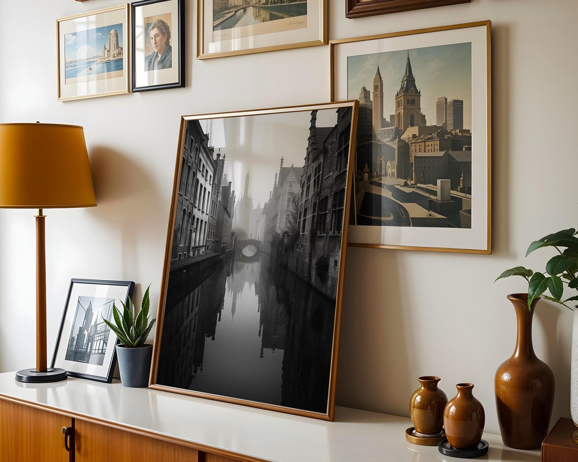 World Landmark | Bruges Belgium Print | Gothic Black & White Architecture Wall Art wall art print, black and white architectural poster, minimalist modern Scandinavian wall decor, Monohaus