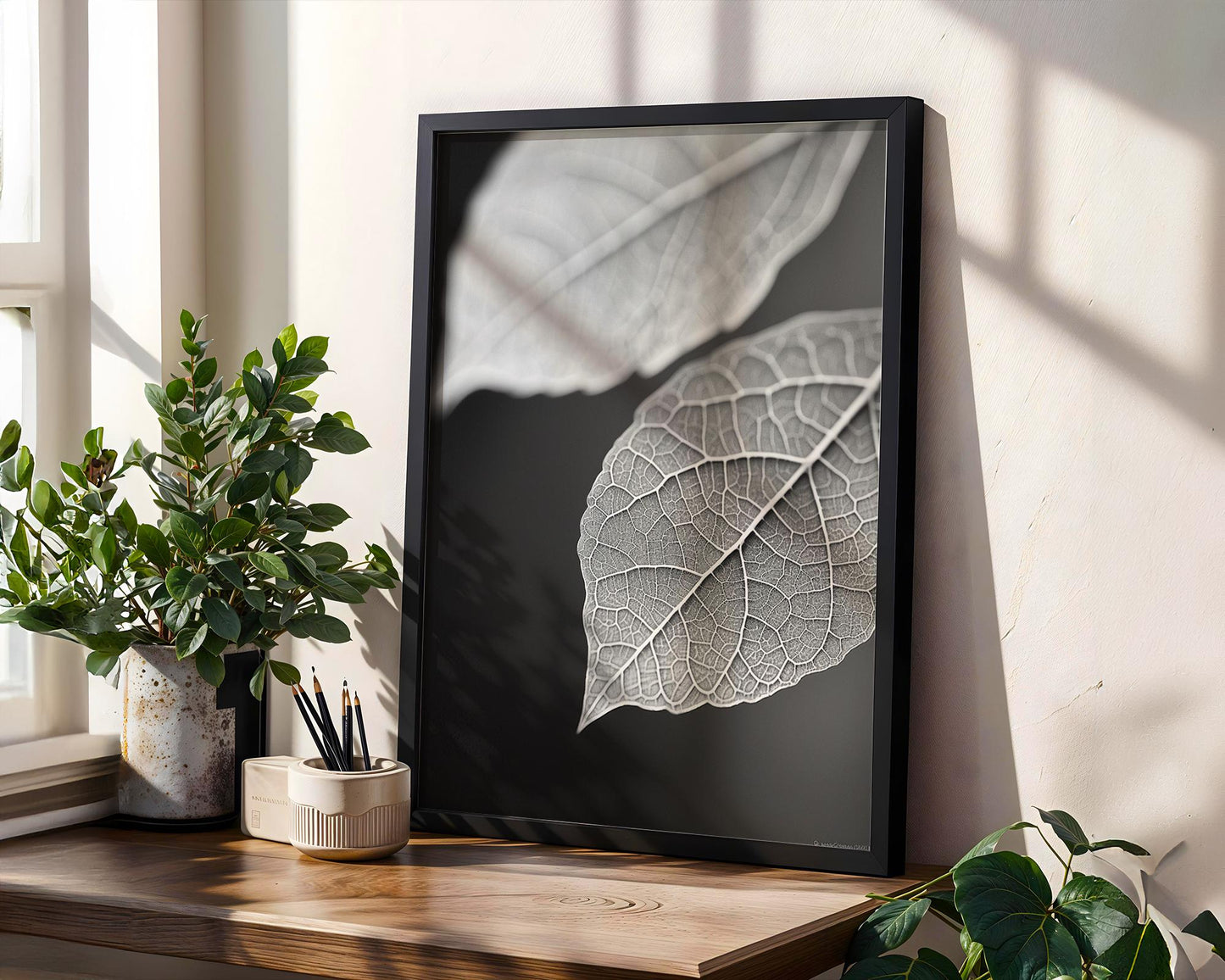 Botanical Photo | Abstract Leaf Macro Photography Print | Black & White Minimal abstract wall art print, geometric minimalist poster, modern Scandinavian decor, Monohaus