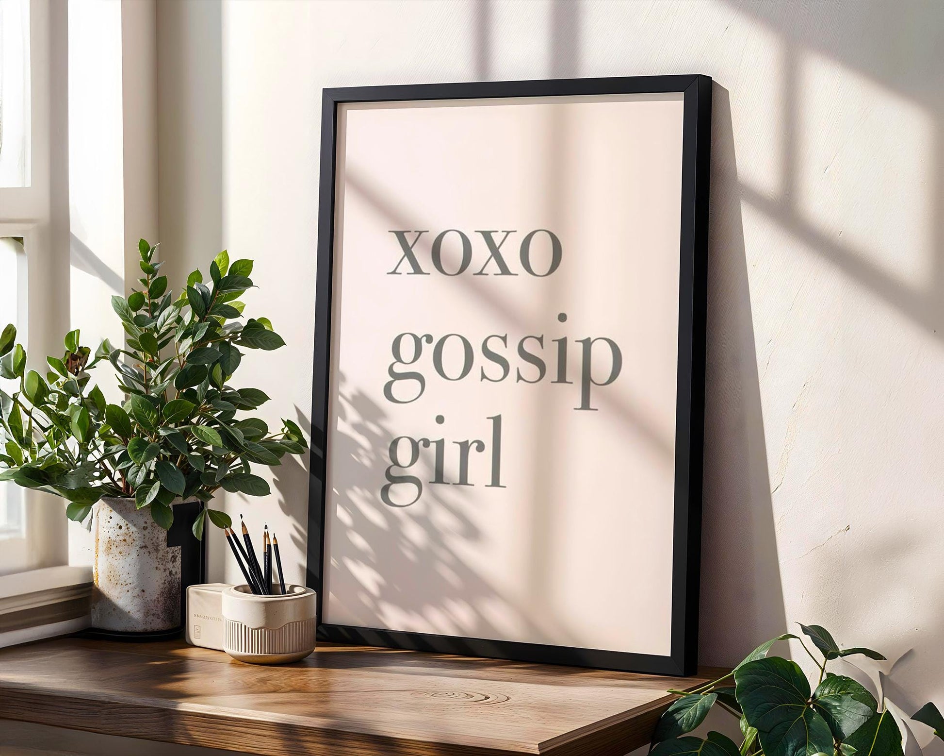 Designer Wall Art | XOXO Gossip Girl Quote Print | Minimalist Typography Poster typography wall art print, minimalist black and white type poster, modern graphic design decor, Monohaus