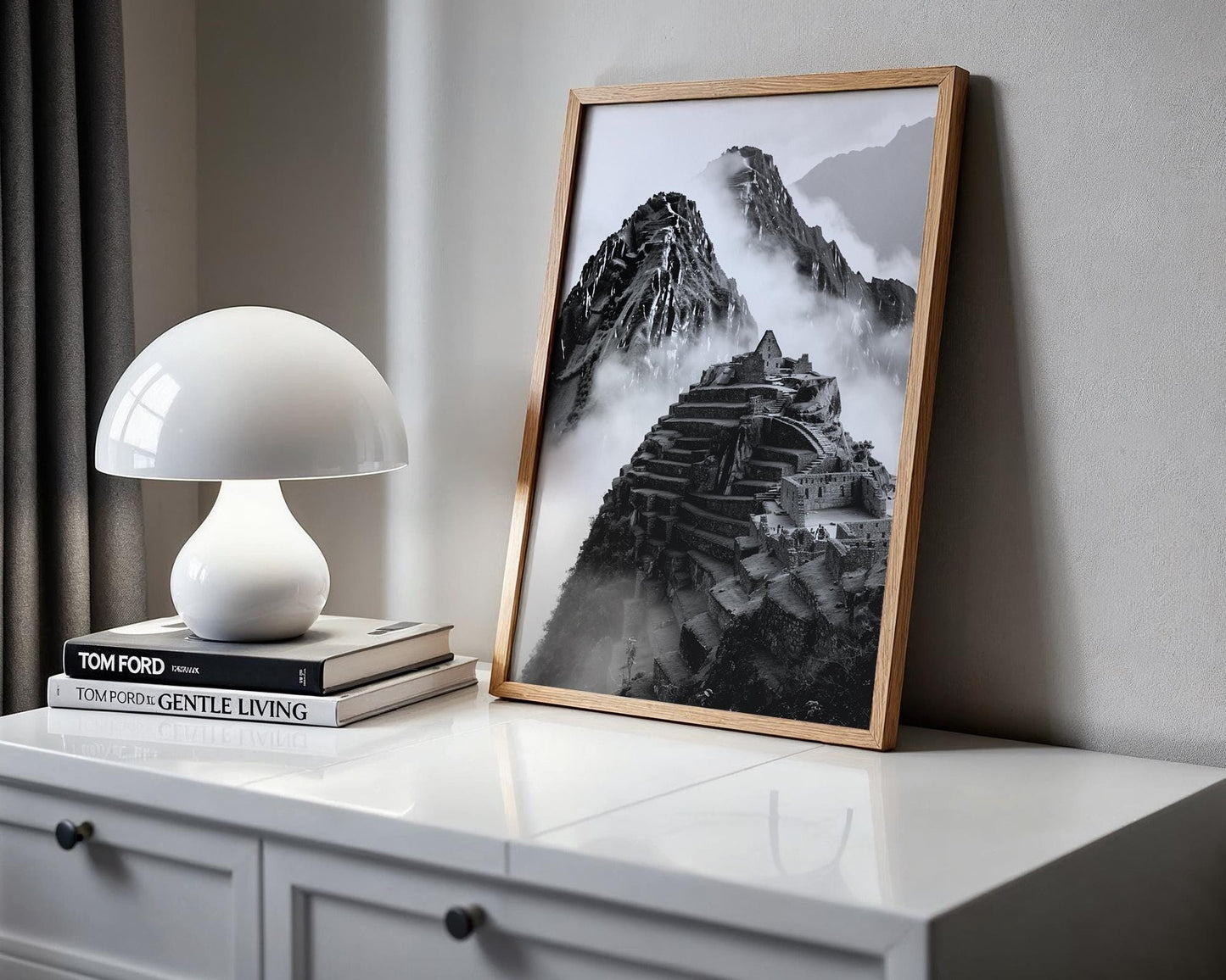 World Landmark | Machu Picchu Black and White Photography Print | Modern Travel Poster wall art print, minimalist black and white poster, modern Scandinavian wall decor, Monohaus