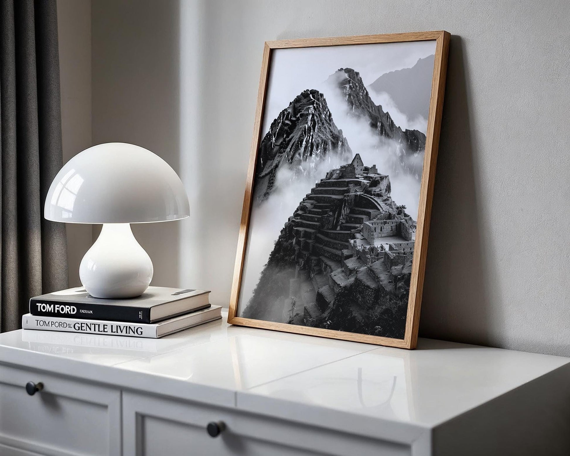 World Landmark | Machu Picchu Black and White Photography Print | Modern Travel Poster wall art print, minimalist black and white poster, modern Scandinavian wall decor, Monohaus