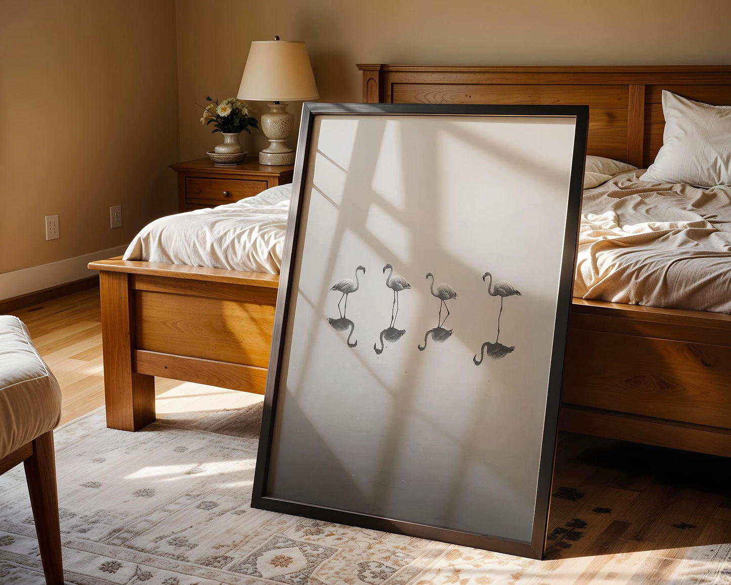 Wildlife Poster | Flamingo Reflection Print | Minimalist Black & White Fine Art wall art print, minimalist black and white poster, modern Scandinavian wall decor, Monohaus