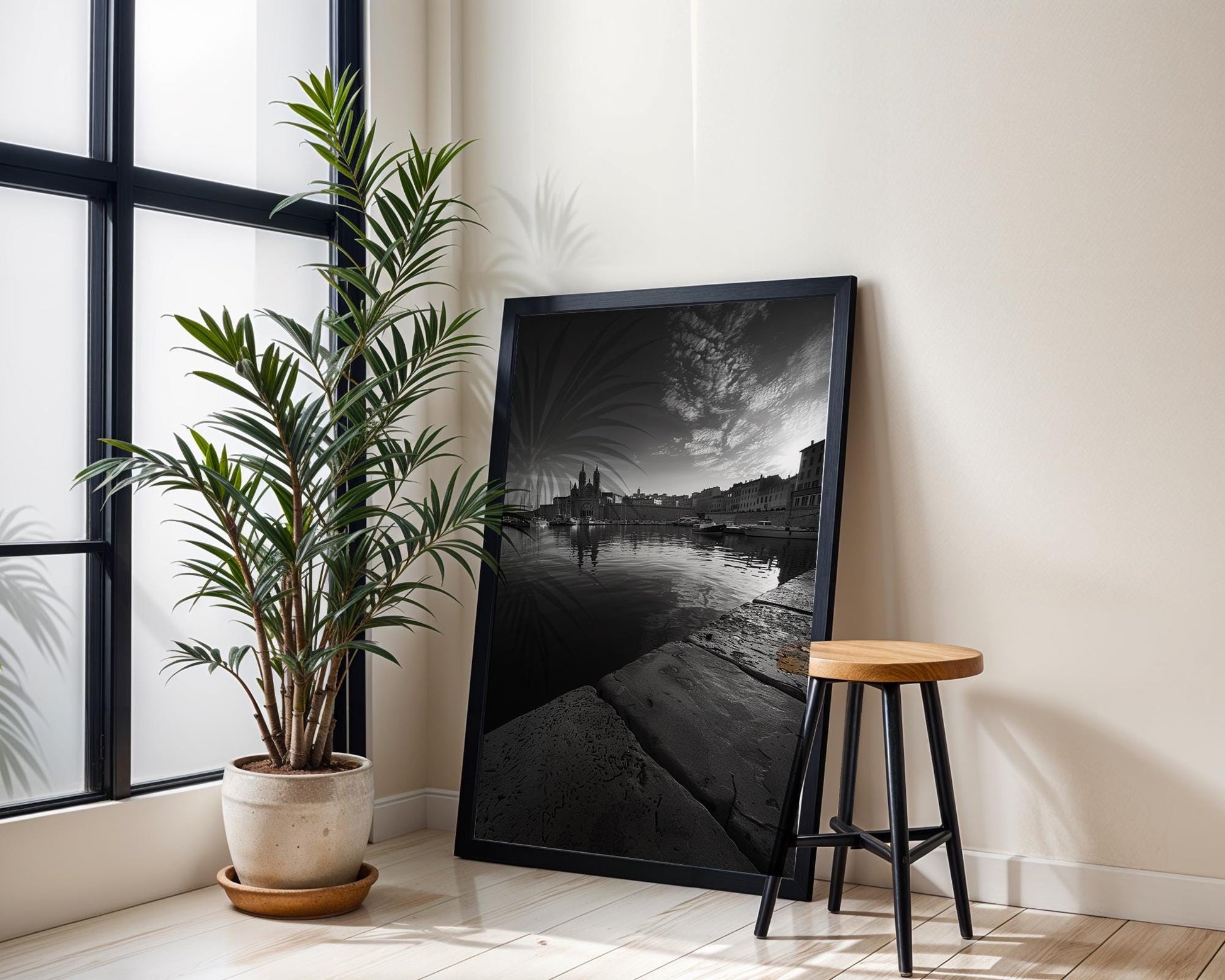 World Landmark | Marseille Print | Black and White French Architecture Photography wall art print, black and white architectural poster, minimalist modern Scandinavian wall decor, Monohaus