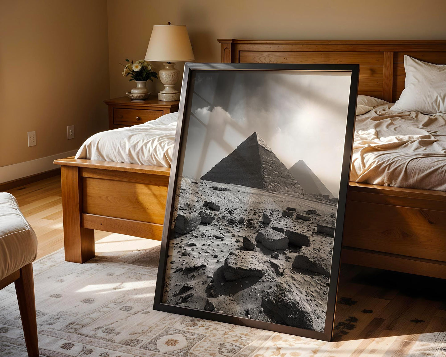 World Landmark | Giza Pyramids Photography Print | Minimalist Black and White Wall Art wall art print, minimalist black and white poster, modern Scandinavian wall decor, Monohaus