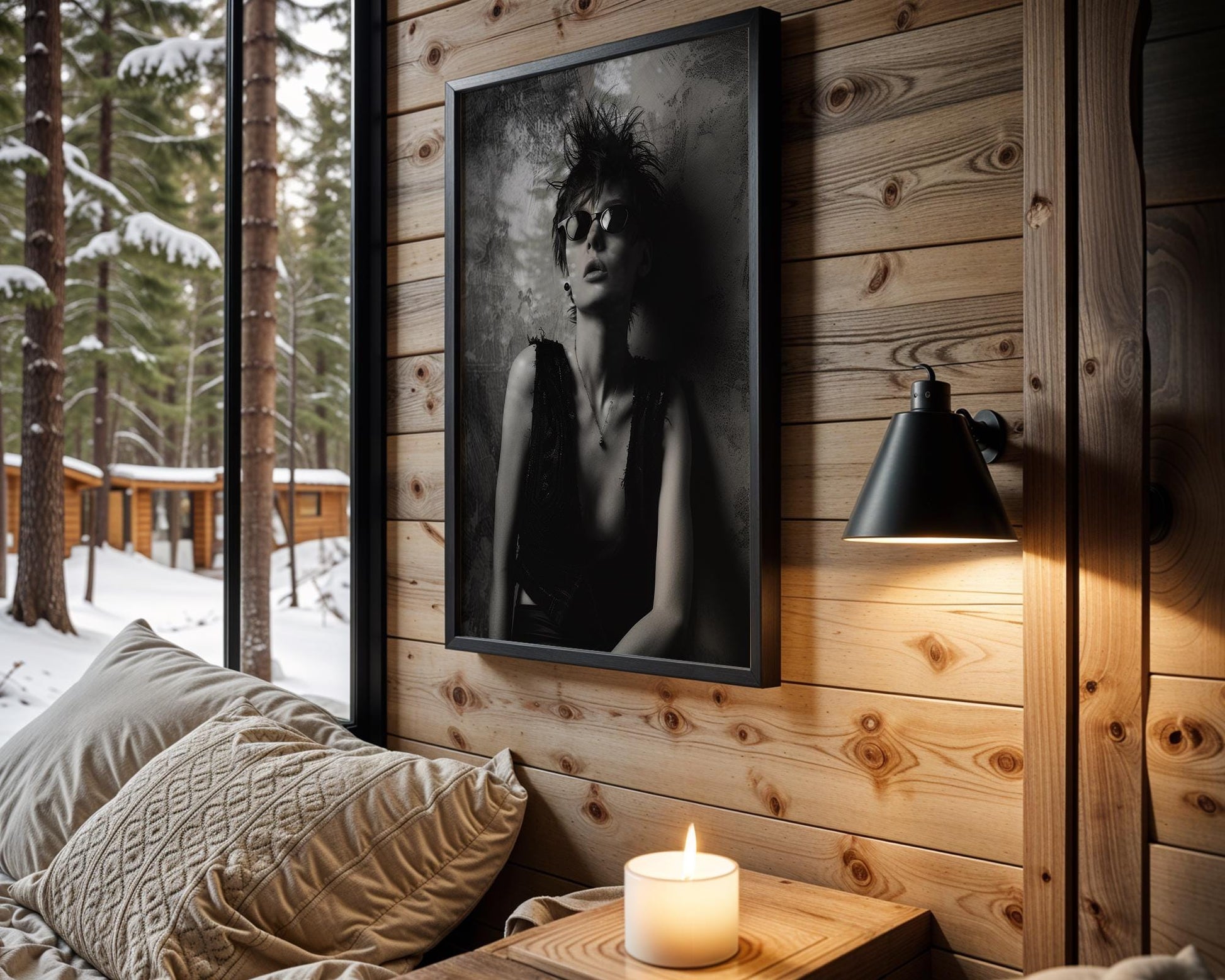 Minimal Wall Art Punk Muse Portrait Print | Edgy Fashion Photography Home Decor wall art print, minimalist black and white poster, modern Scandinavian wall decor, Monohaus