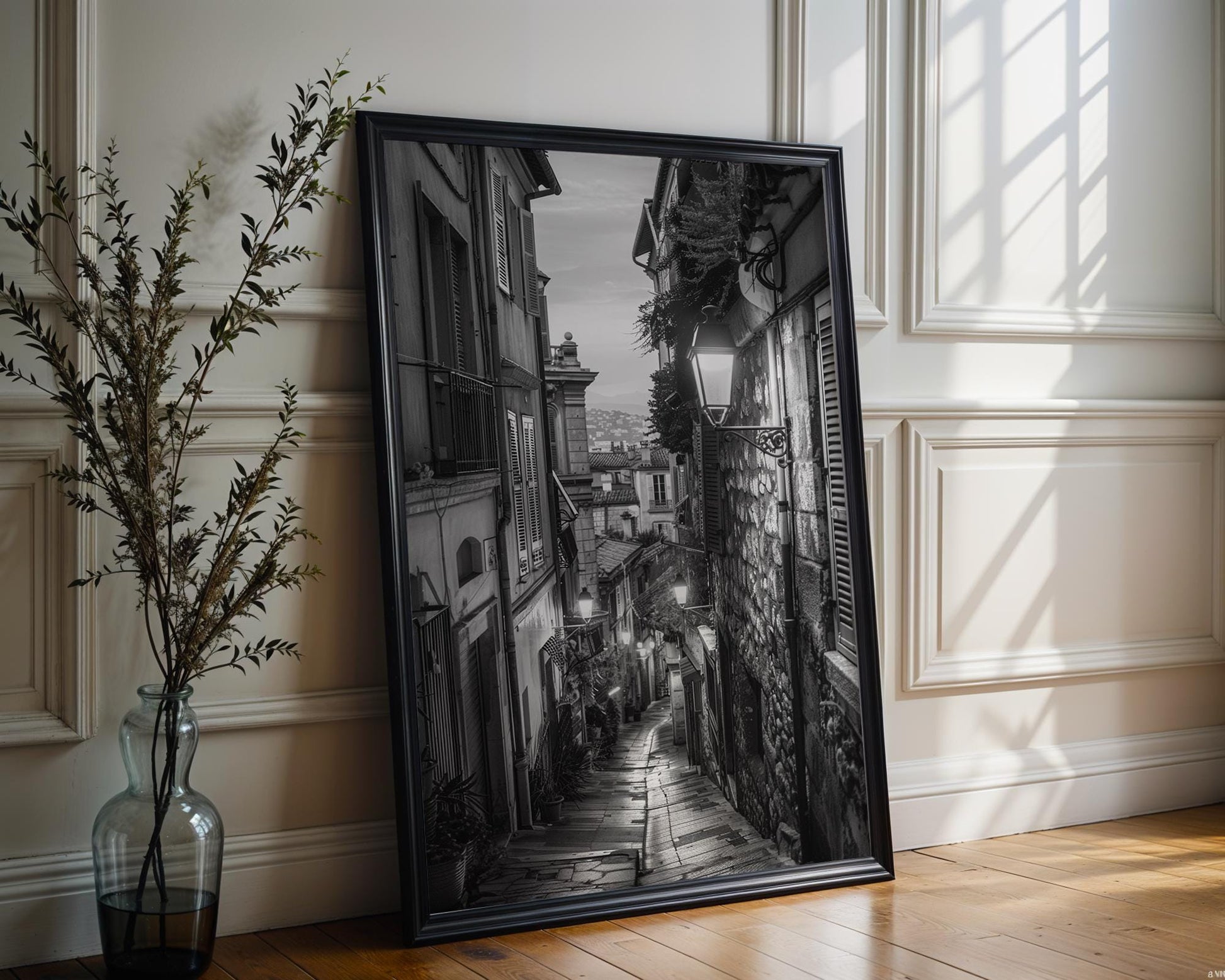 Villefranche sur Mer Photography Print | French Riviera Black and White Coastal Wall Art wall art print, minimalist black and white poster, modern Scandinavian wall decor, Monohaus