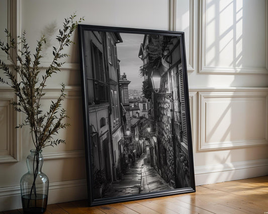 Villefranche sur Mer Photography Print | French Riviera Black and White Coastal Wall Art wall art print, minimalist black and white poster, modern Scandinavian wall decor, Monohaus