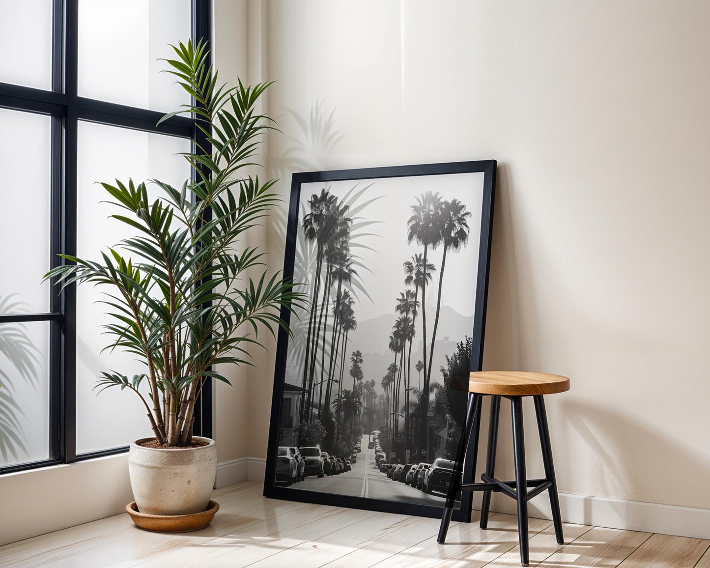 World Landmark | Beverly Hills Photography Print | Black and White Palm Tree Wall Art