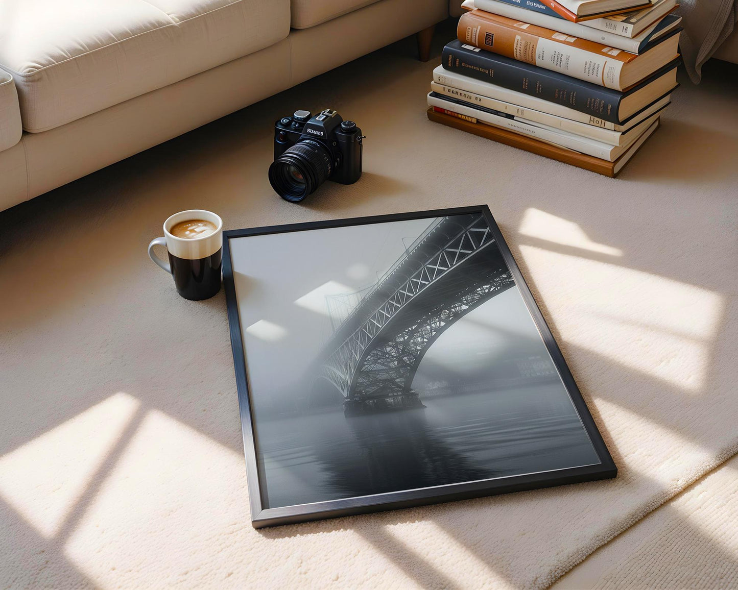 World Landmark | Porto Bridge Photography Print | Black and White Minimalist Wall Art wall art print, minimalist black and white poster, modern Scandinavian wall decor, Monohaus