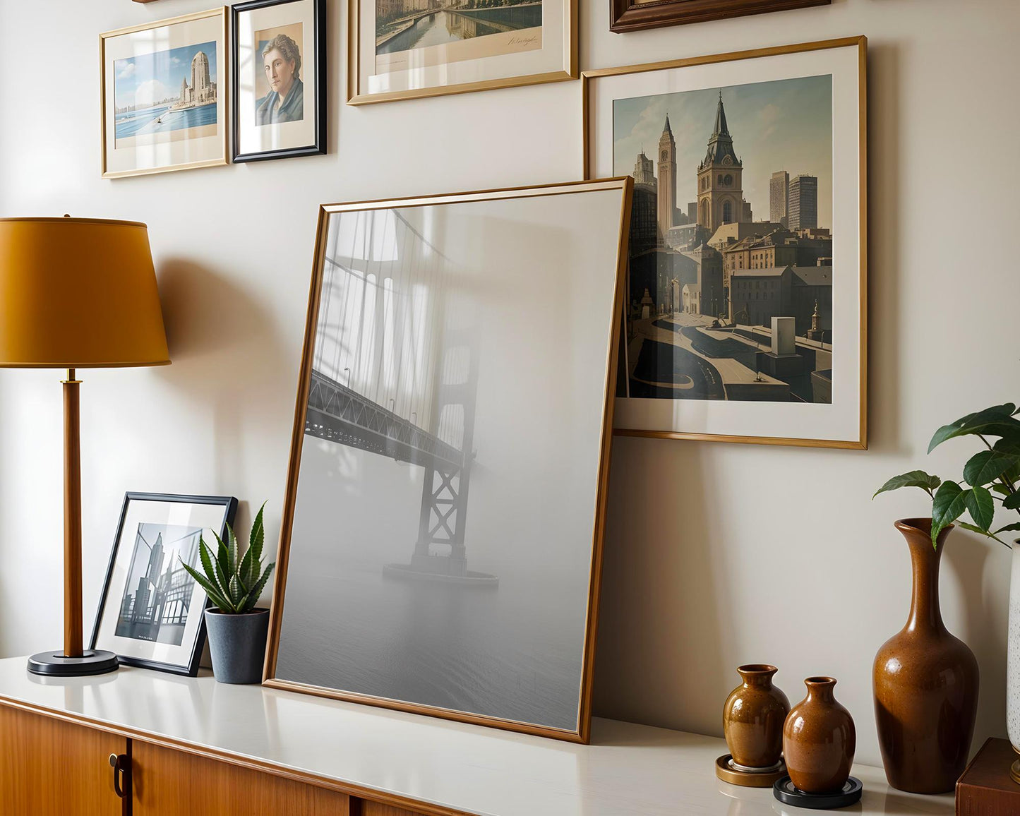 World Landmark | Golden Gate Bridge Fog Print | San Francisco Black and White Photography