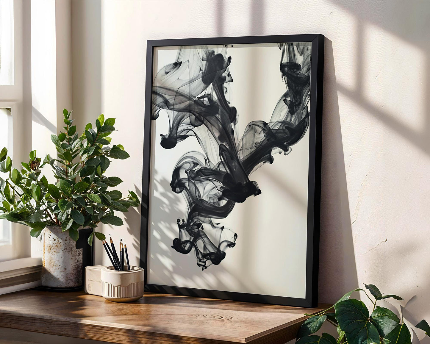 Abstract Black Ink Art Print, Modern Smoke Wall Decor abstract wall art print, geometric minimalist poster, modern Scandinavian decor, Monohaus